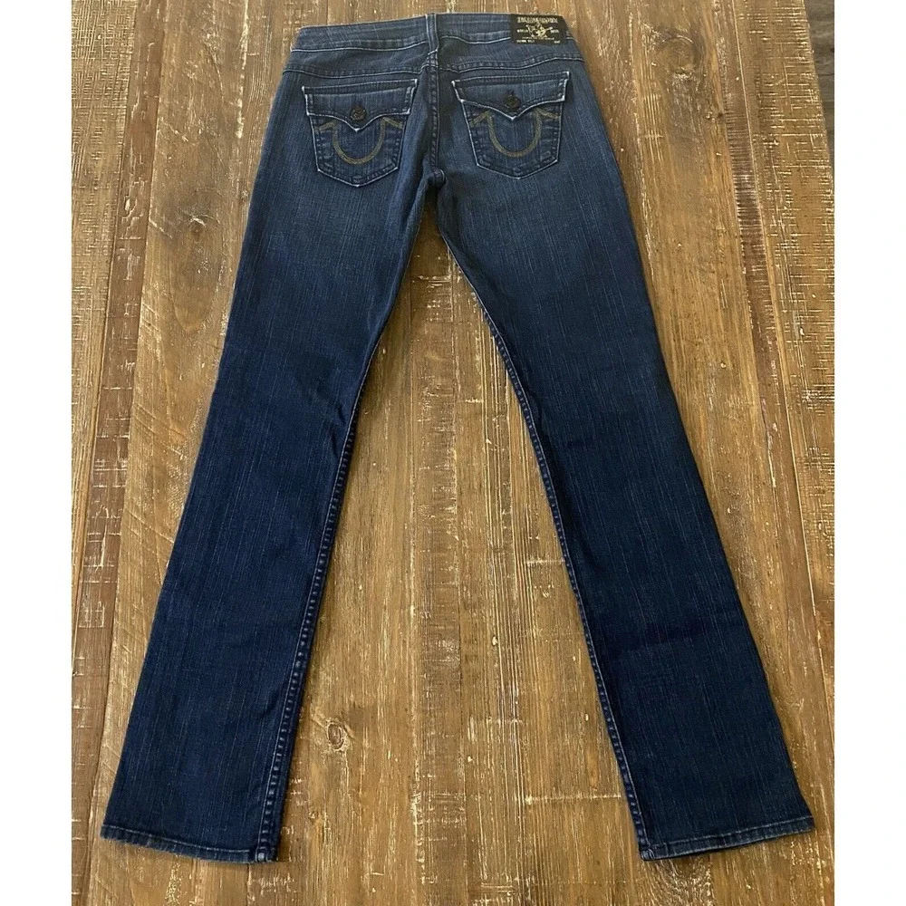 True Religion BILLY SUPER T World Tour Jeans Womens 28x32 Dark Wash USA READ - Picture 2 of 13